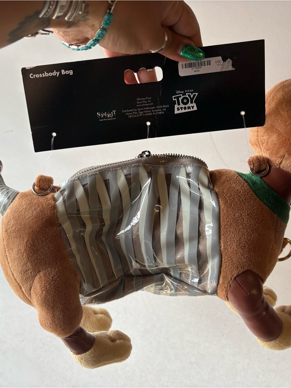 Spirit Slinky Dog Plush Crossbody Bag - Brown with Green Collar - Picture 5 of 7